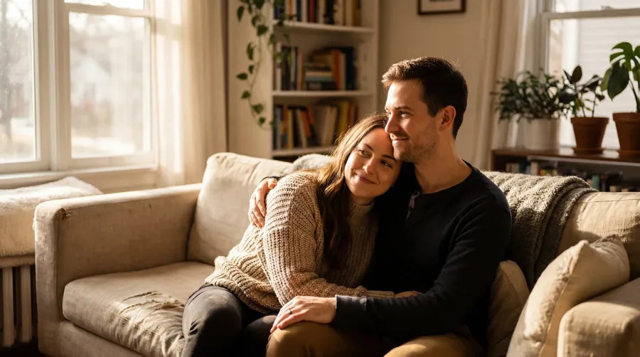 A couple relaxing together at home