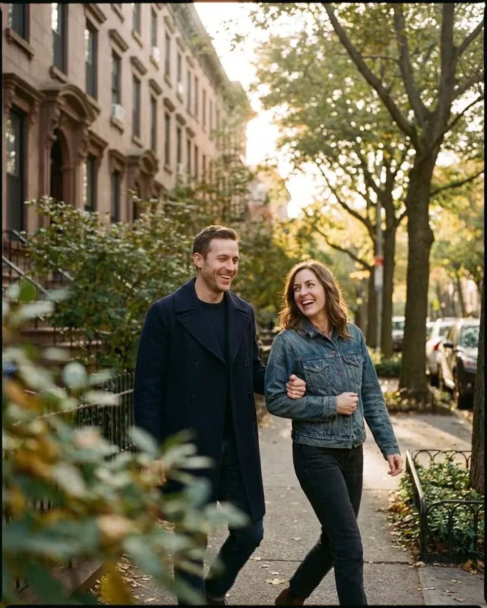 A couple walking together outdoors
