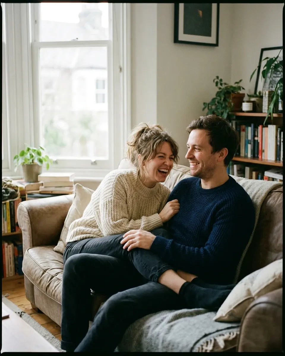 A couple relaxing together at home